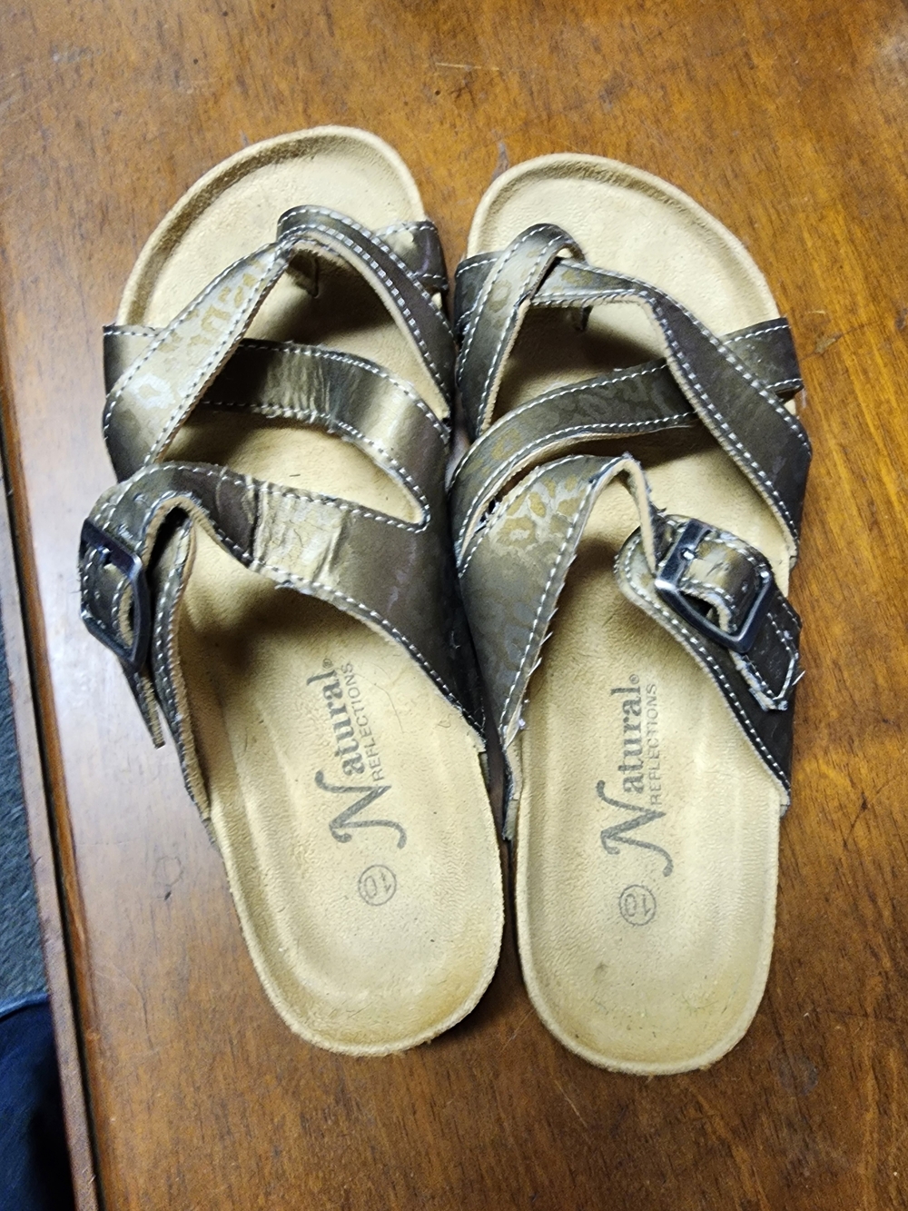 Natural Reflections Women's Sz 10 Leather Brown Strappy Sandals